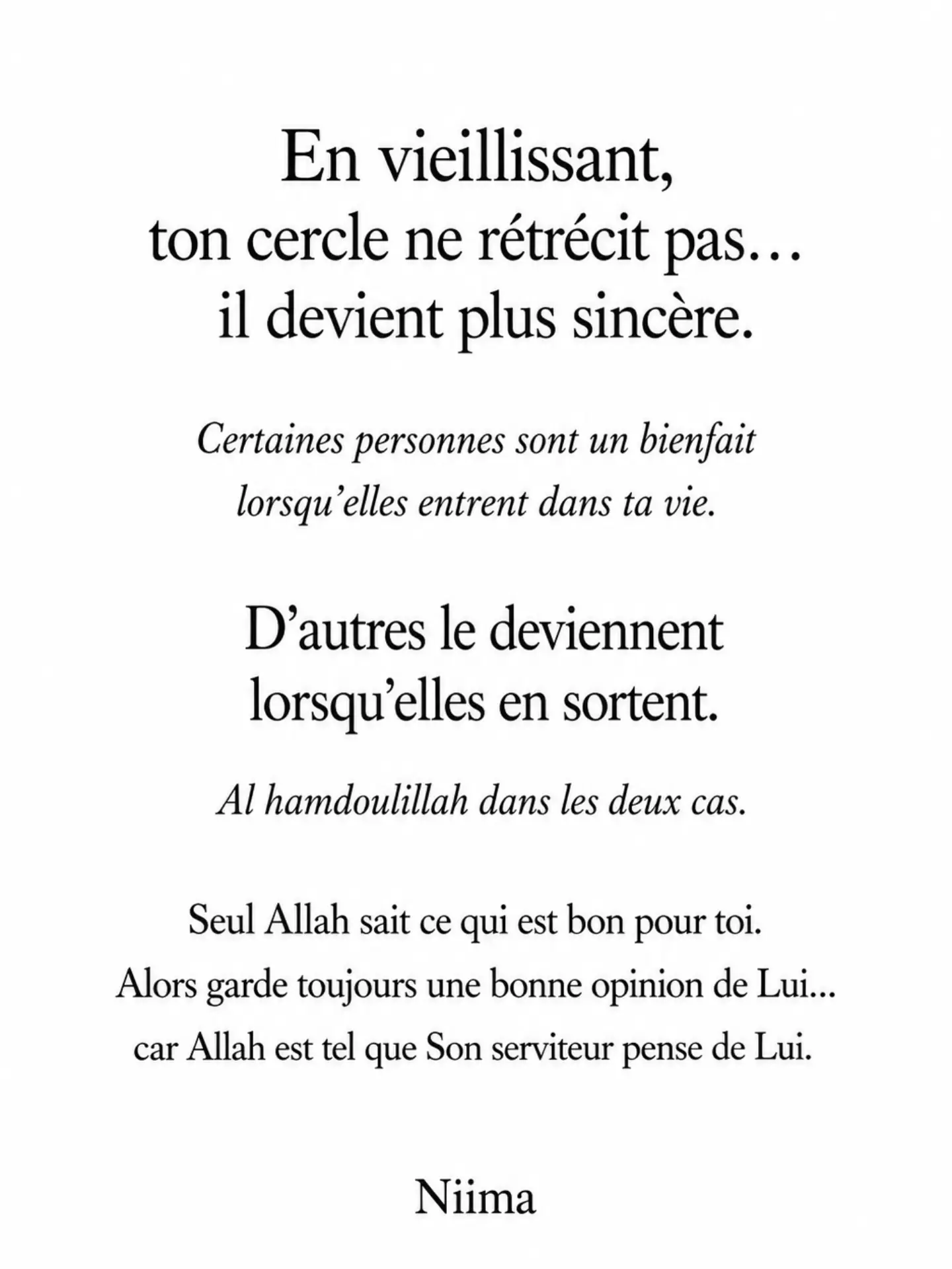 Visuel Niima Magazine : en vieillissant, ton cercle ne rétrécit pas, il devient plus sincère