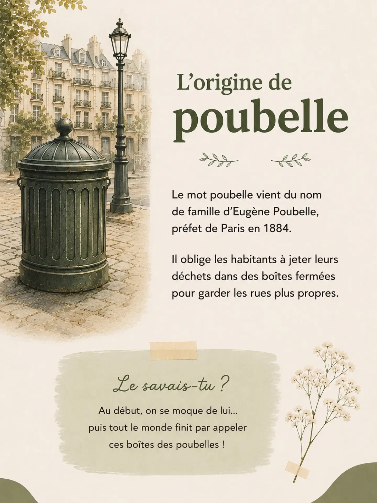 Anecdote de culture générale : l'origine du mot poubelle, Eugène Poubelle préfet de la Seine en 1884