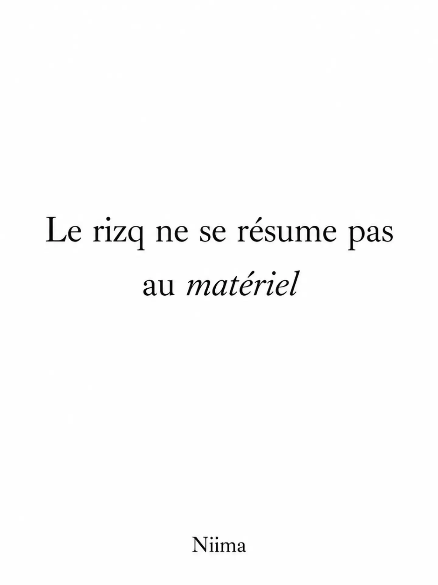 Visuel Niima Magazine : le rizq ne se résume pas au matériel